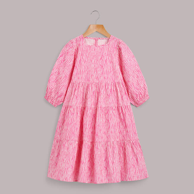 WHISTLES Girl's Pink Romy Tiered Cotton Dress