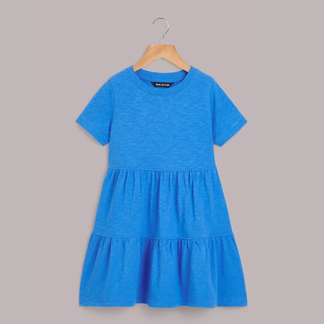 WHISTLES Girl's Blue Tiered Cotton Dress