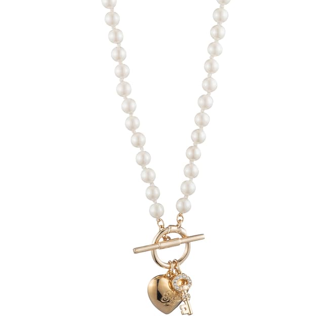 Ralph Lauren Gold and Pearl LRL Heart Pendant