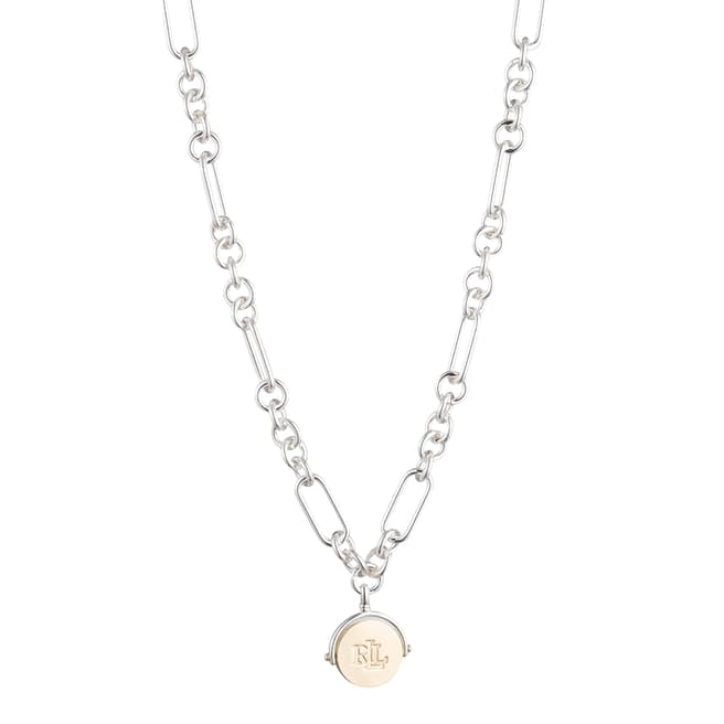 Ralph Lauren Silver Engraved 16 IN Pendant Necklace