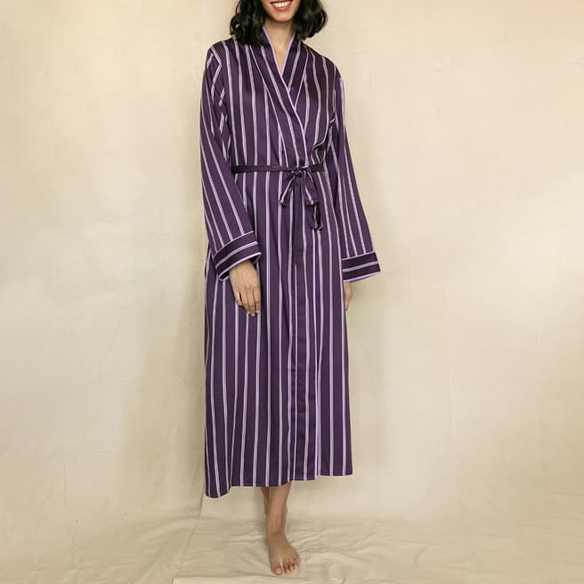 Fable & Eve Multi Wimbledon Printed Stripe Long Dressing Gown