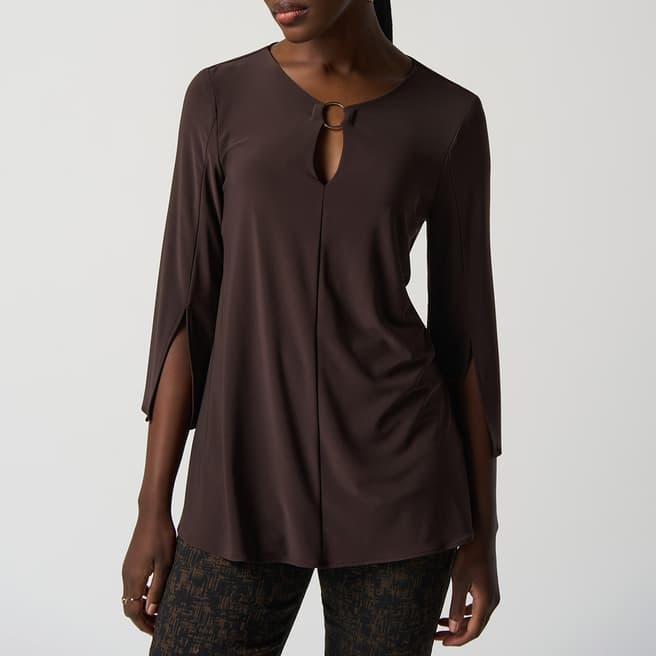 Joseph Ribkoff Chocolate Open Back Blouse