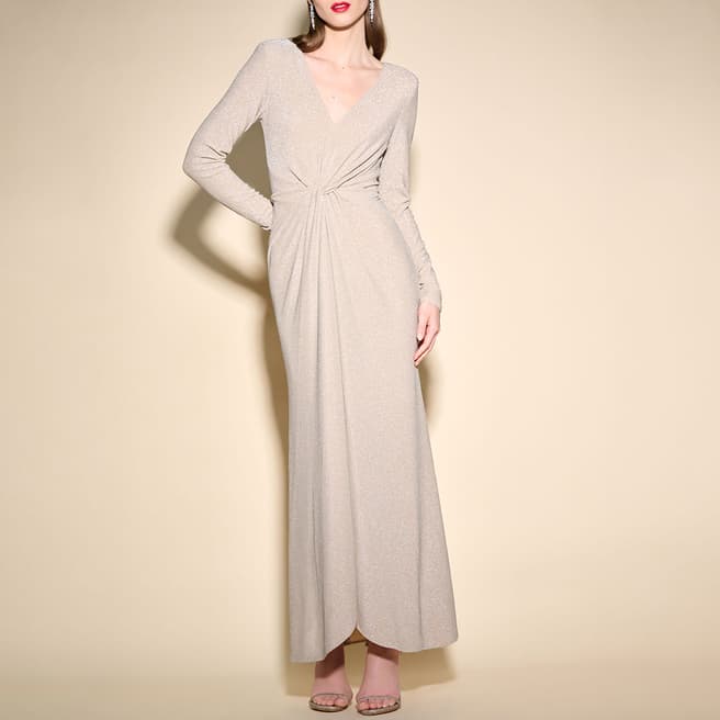 Joseph Ribkoff Nude V-Neck Midi Dress