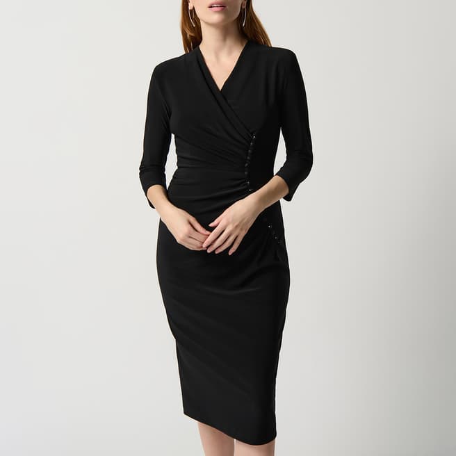 Joseph Ribkoff Black V-Neck Midi Dress