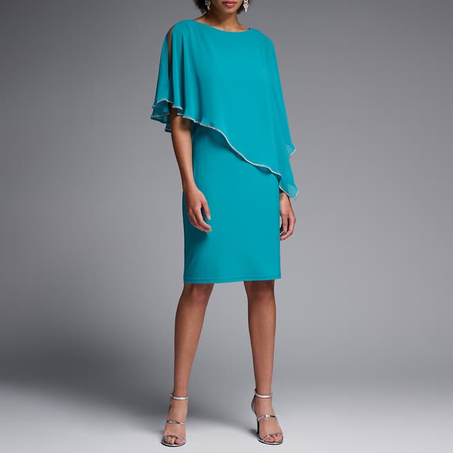 Joseph Ribkoff Turquoise Frill Midi Dress