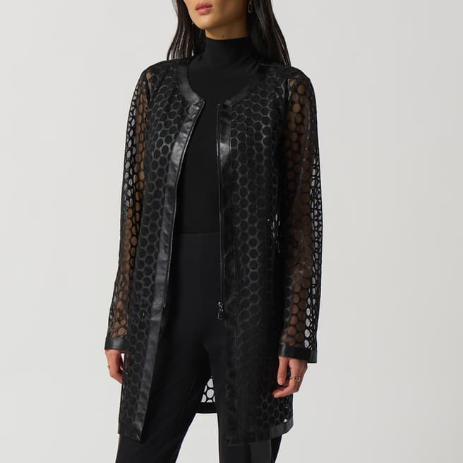 Joseph Ribkoff Black Longline Holed Jacket