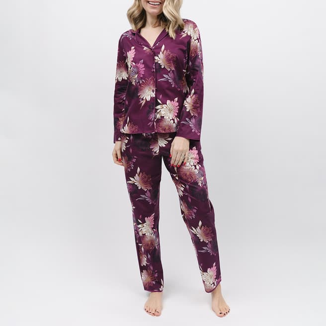 Cyberjammies Purple Eve Floral Print Pyjama Set