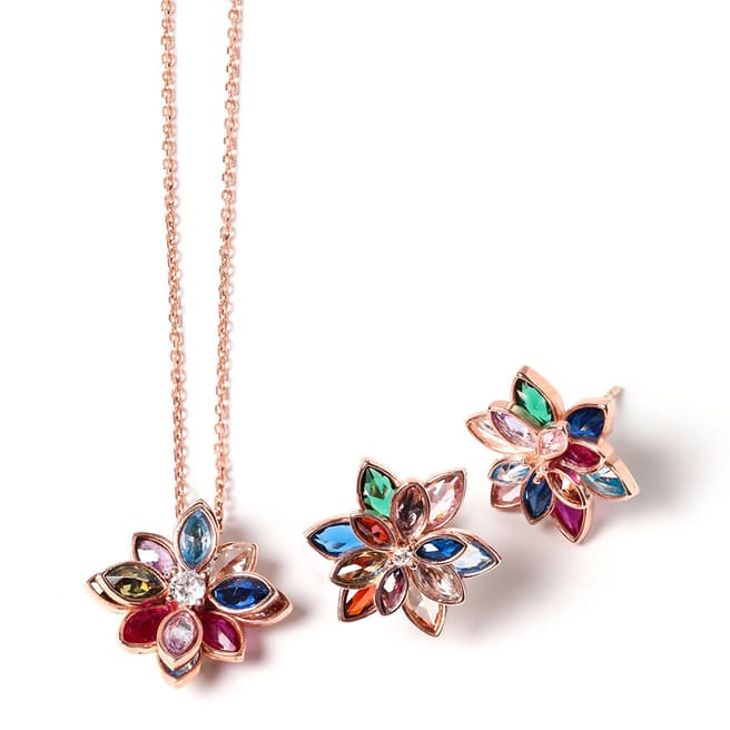 Elika Multi Flower Necklace & Earring Set