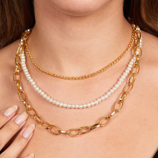 Elika Gold Pearl Layered Necklace