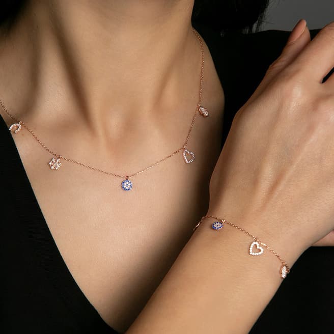 Elika Rose Gold Charm Necklace & Bracelet Set