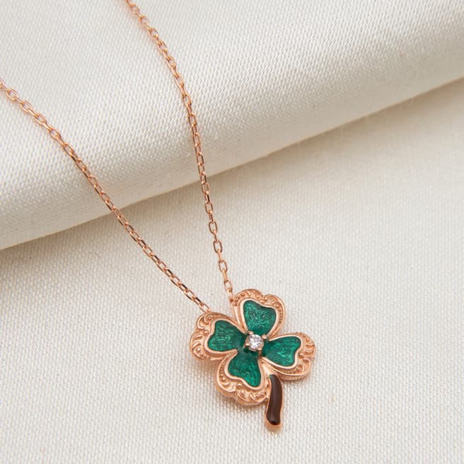 Elika Rose Gold Lucky Clover Necklace