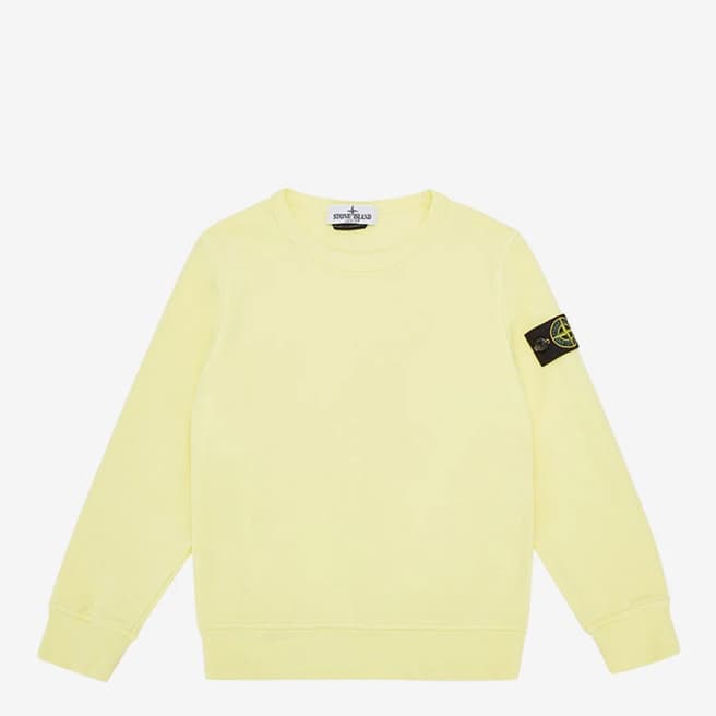 Stone Island Yellow Crew Neck Cotton Fleece Sweatshirt