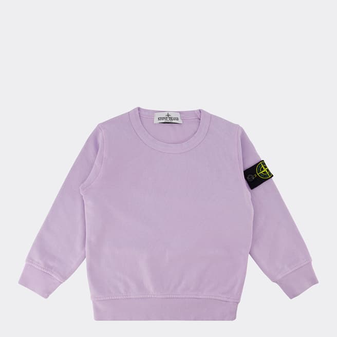 Stone Island Lilac Crew Neck Cotton Fleece Sweatshirt