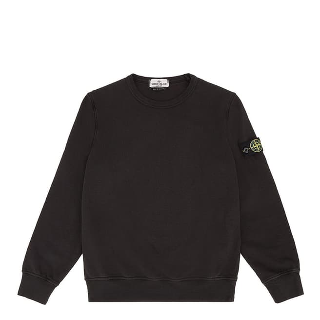 Stone Island Black Crew Neck Cotton Fleece Sweatshirt