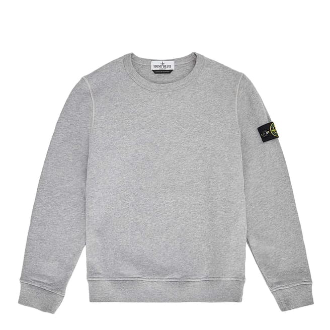Stone Island Grey Crew Neck Cotton Fleece Sweatshirt