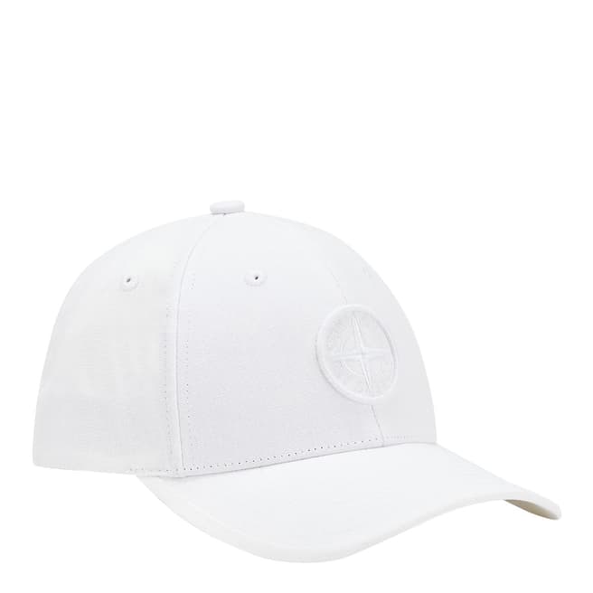 Stone Island White Baseball Cotton Cap