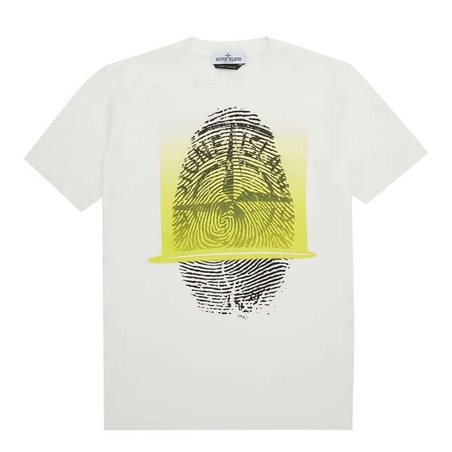 Stone Island White 'Finger Scan Two' Cotton T-Shirt