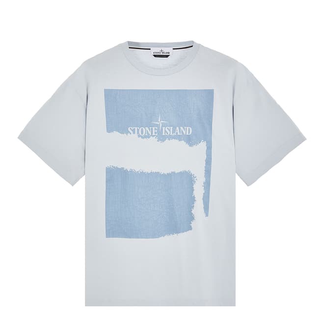 Stone Island Pale Blue ′Scratch Paint Two′ Cotton T-Shirt