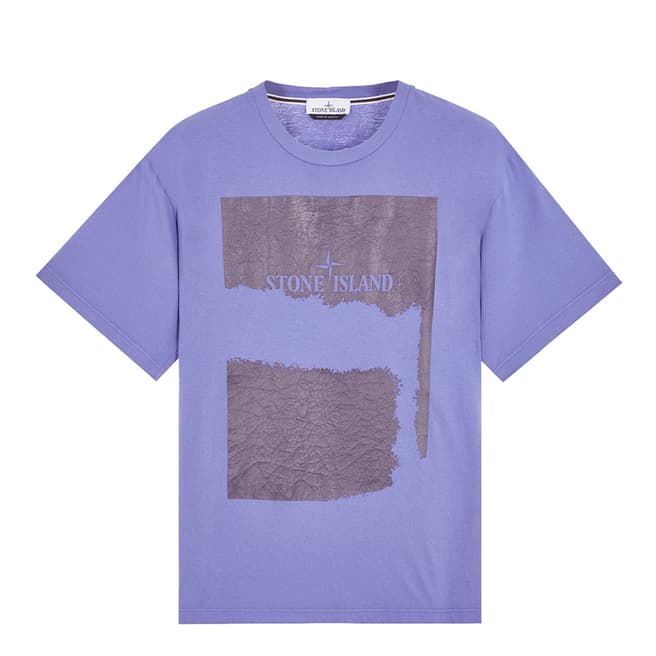 Stone Island Blue ′Scratch Paint Two′ Cotton T-Shirt