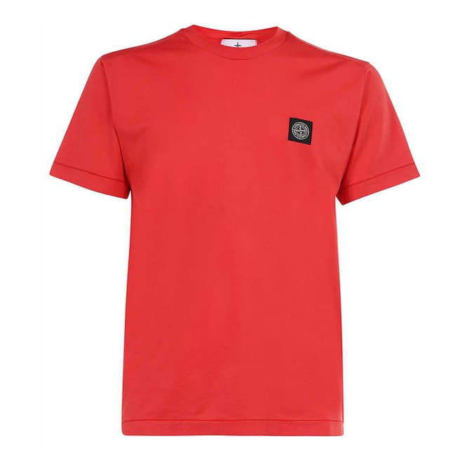 Stone Island Red Square Logo Cotton T-Shirt