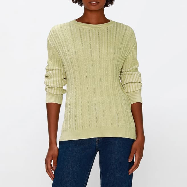 7 For All Mankind Lime Cable Knit Cotton Jumper
