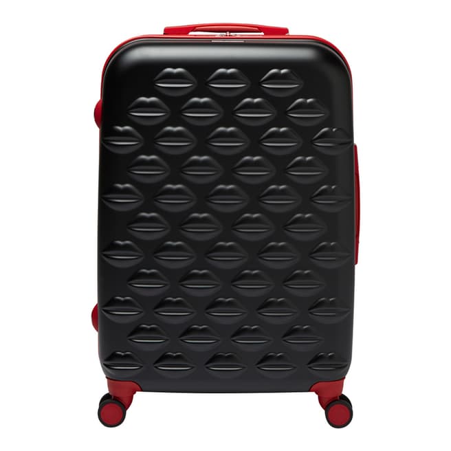 Lulu Guinness Black Red Lips Large Suitcase