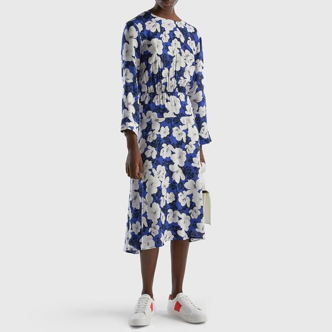 United Colors of Benetton Blue Floral Midi Dress