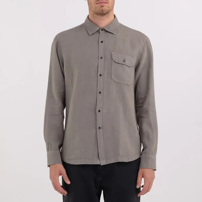 Replay Grey Regular Fit Linen Shirt