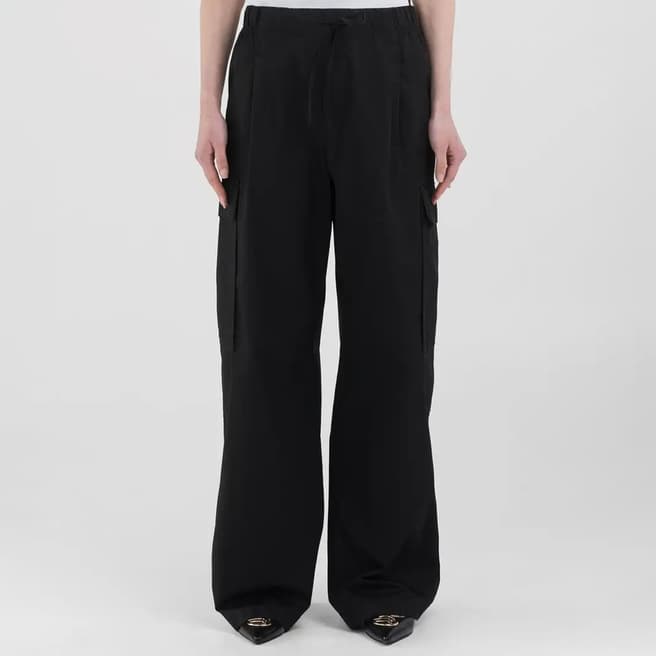 Replay Black Cotton Cargo Trousers