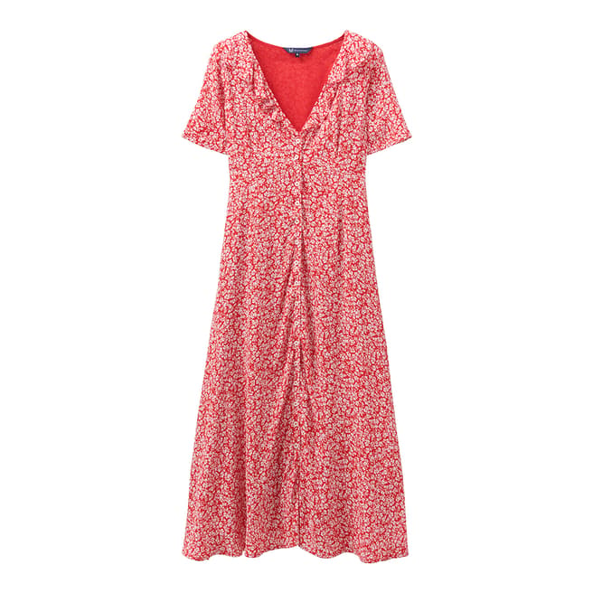 Crew Clothing Red Floral Cotton Dress