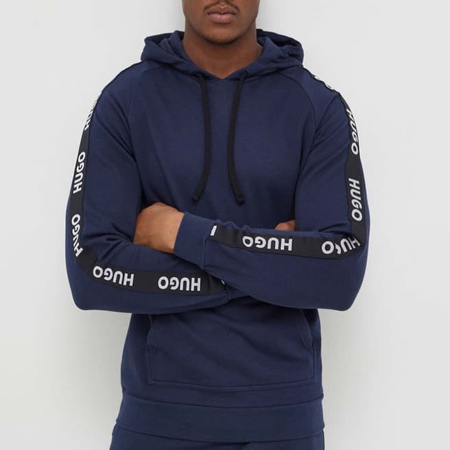 BOSS Dark Blue Tape Cotton Hoodie