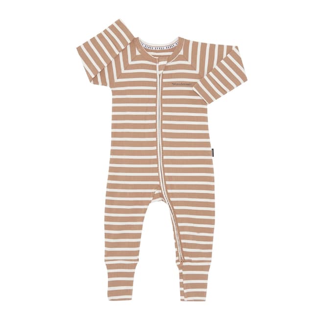 Bonds Taupe Stripe Wide Needle Cotton Blend  Wondersuit