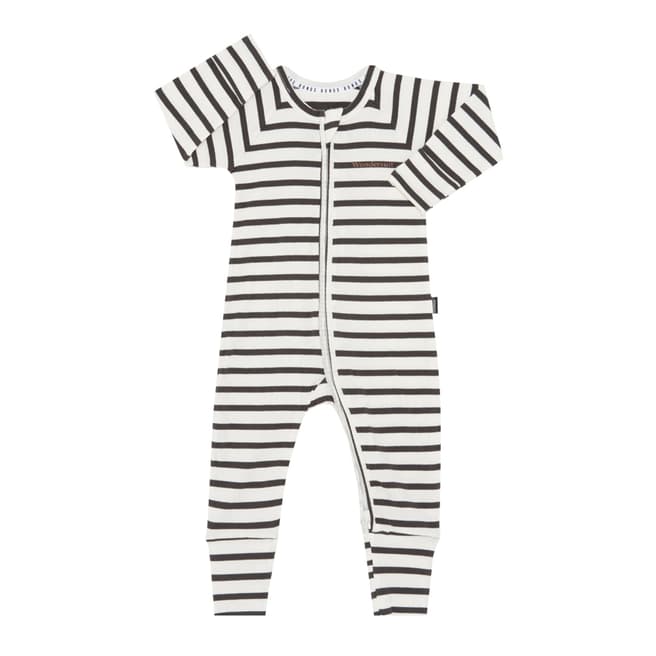 Bonds White/Black Stripe Wide Needle Cotton Blend Wondersuit