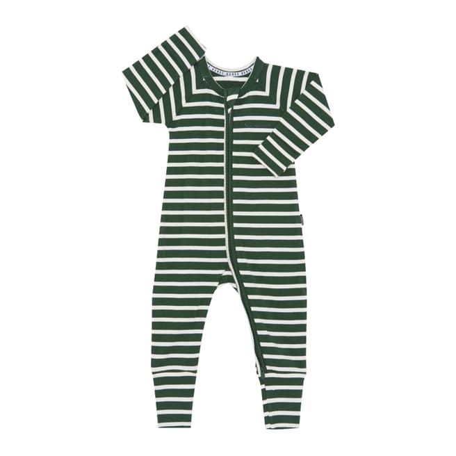 Bonds Dark Green Stripe Wide Needle Cotton Blend Wondersuit