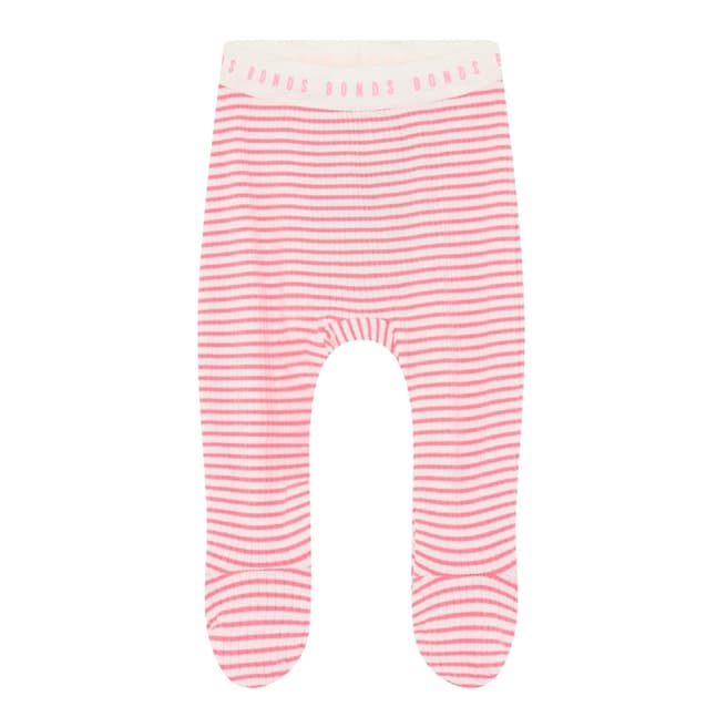 Bonds Pink Stripe Cotton Blend Foot Leggings