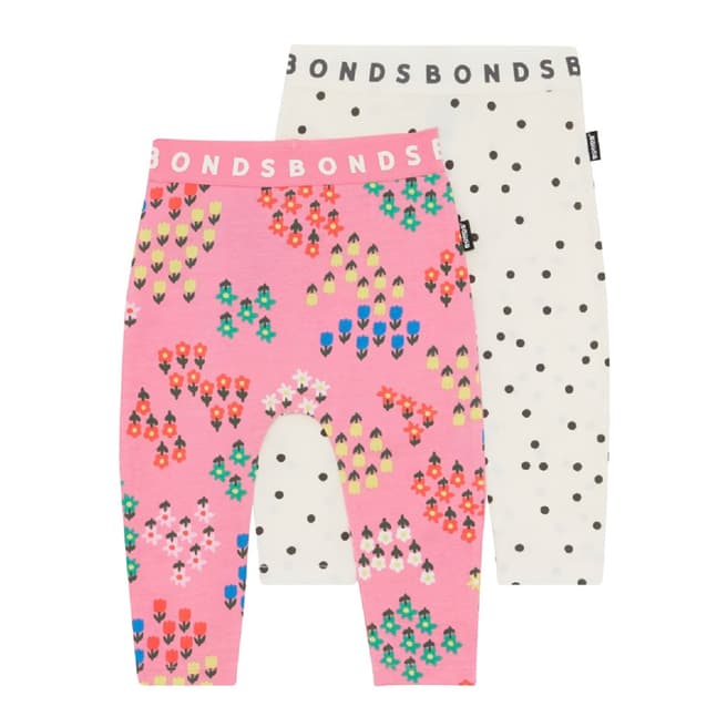 Bonds Pink/White Roomies 2Pk Legging