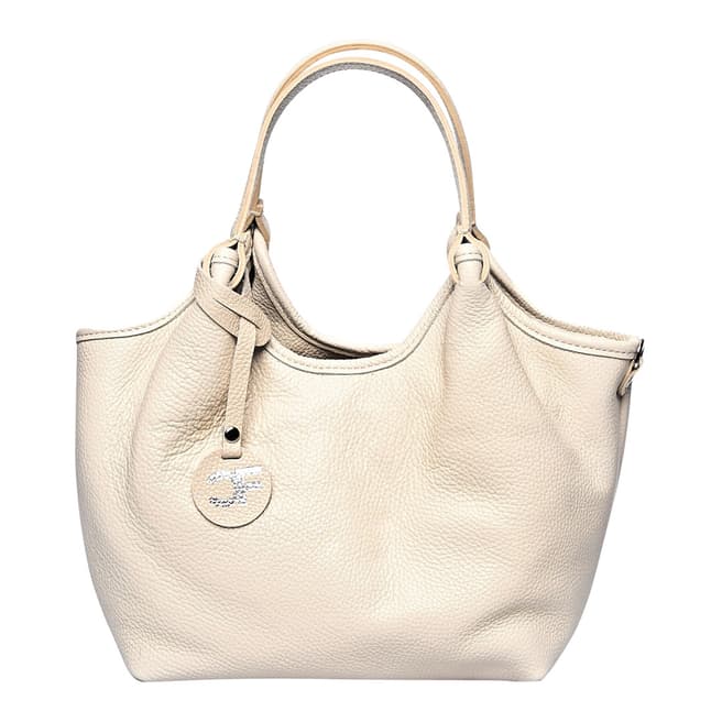 Carla Ferreri Beige Italian Leather Shoulder Bag