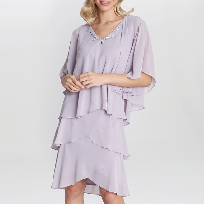 Gina Bacconi Lilac Dawn Tiered Dress And Jacket