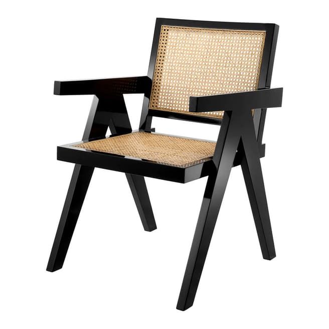 Eichholtz Adagio Dining Chair, Black & Natural Cane