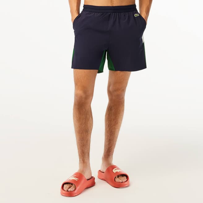 Lacoste Navy Elasticated Swimming Shorts