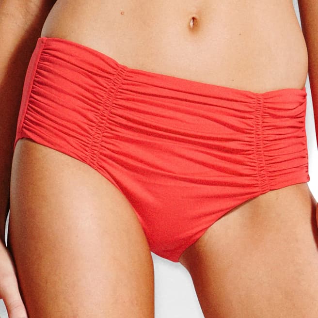 Seafolly Red Gathered Front Retro Brief