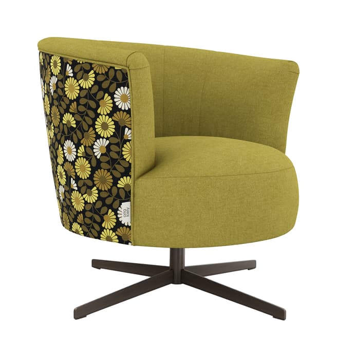 Orla Kiely Lily Armchair, Cosmea Dijon and Liffey Yellow Olive