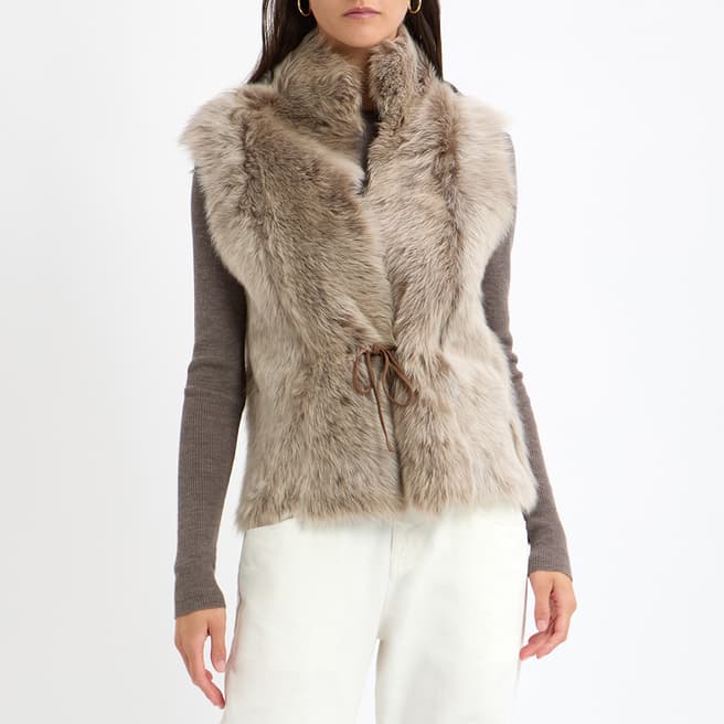 Max and Zac London Butter Short Reversible Shearling Gilet