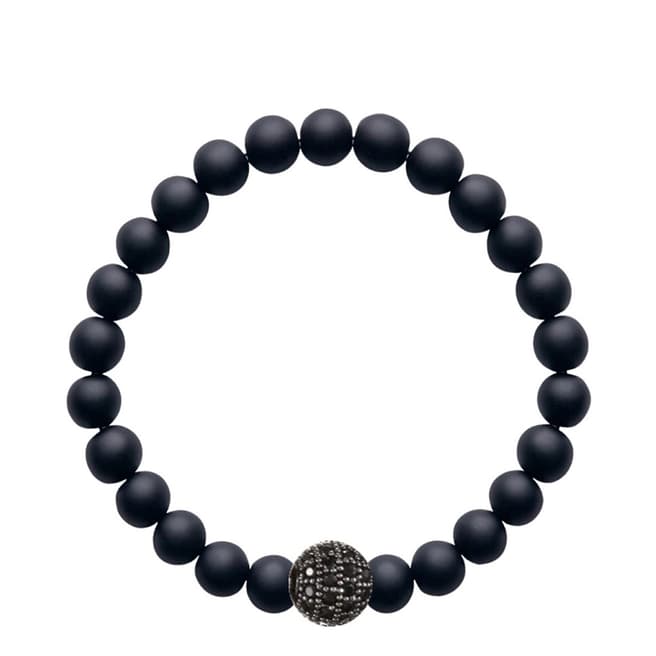 Stephen Oliver Men's Black Plated Onyx Pave Bracelet