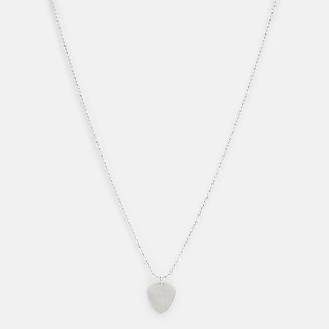 AllSaints Silver Guitar Pick Necklace