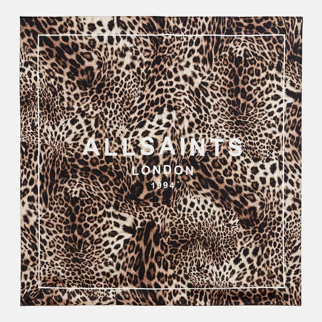 AllSaints Brown Evita Silk Bandana