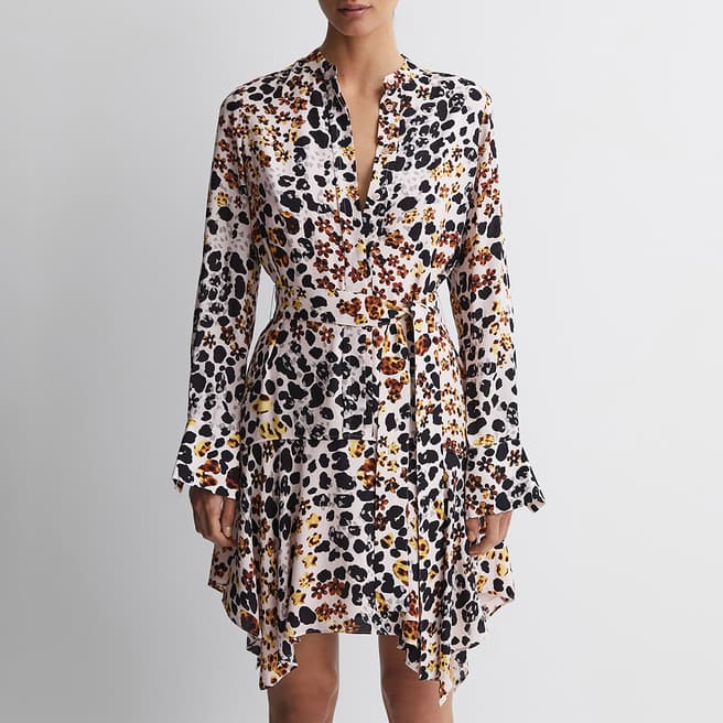 Reiss Nude Sylvie Animal Print Flippy Dress