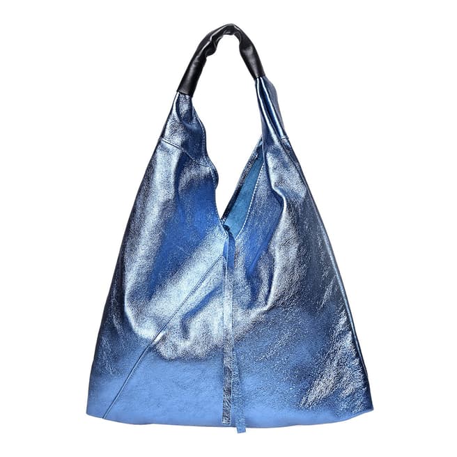 Isabella Rhea Blue Italian Leather Shopper Bag