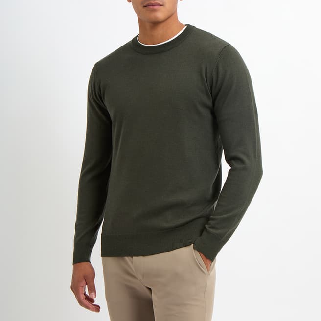 Gianni Feraud Green Crew Neck Cashmere Blend Jumper