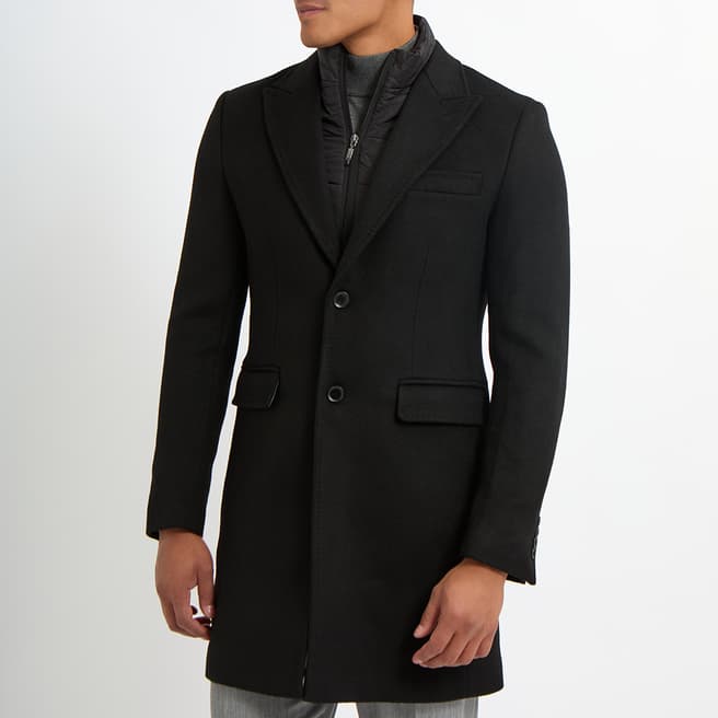 Gianni Feraud Black Insert Wool Blend Coat